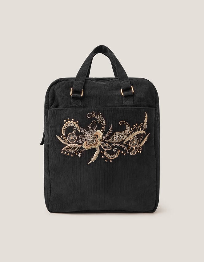 Lily Embroidered Corduroy Backpack, , large