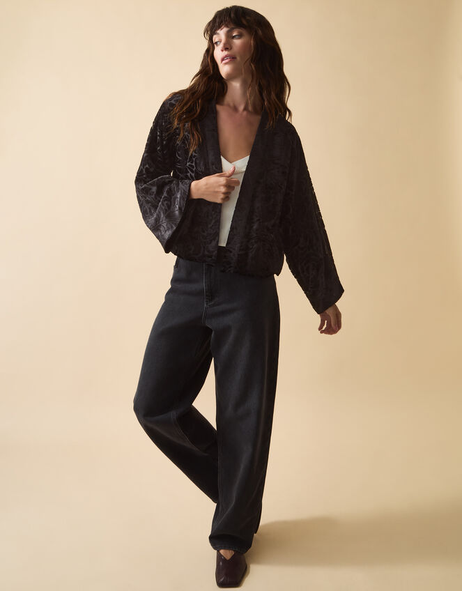 Clemence Gigi Velvet Burnout Kimono Jacket Black