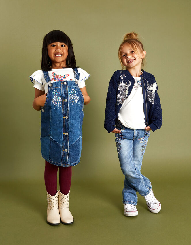 Sequin Unicorn Quilted Bomber Jacket, Blue (NAVY), large