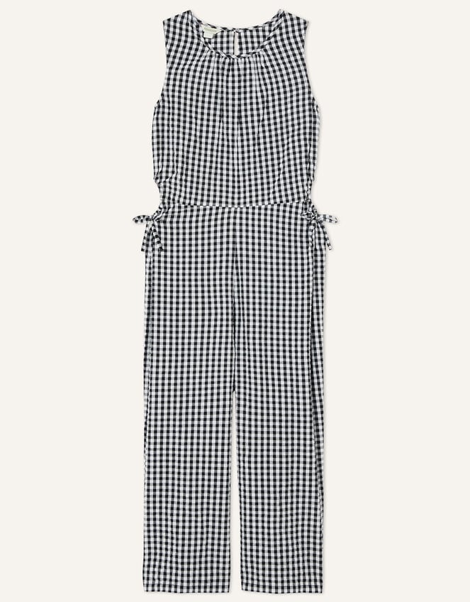 Gingham Jumpsuit, Black (BLACK), large