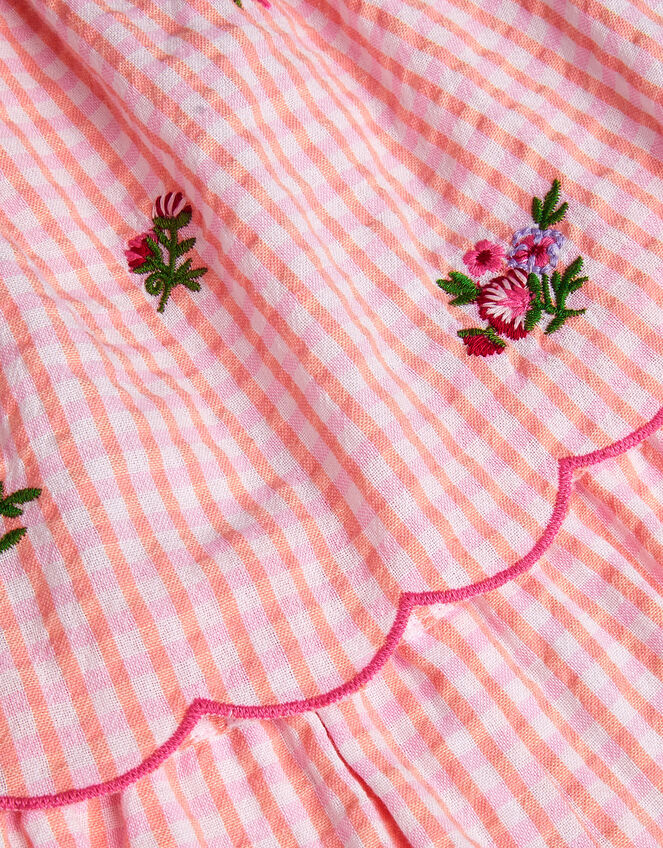 Floral Embroidered Gingham Playsuit, Pink (PINK), large