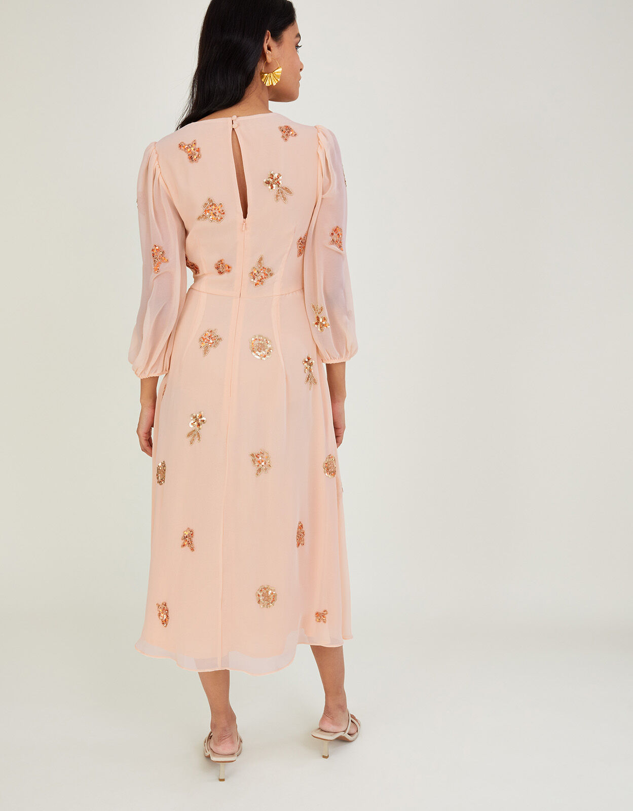 Ava Embroidered Dress in Recycled Polyester Orange