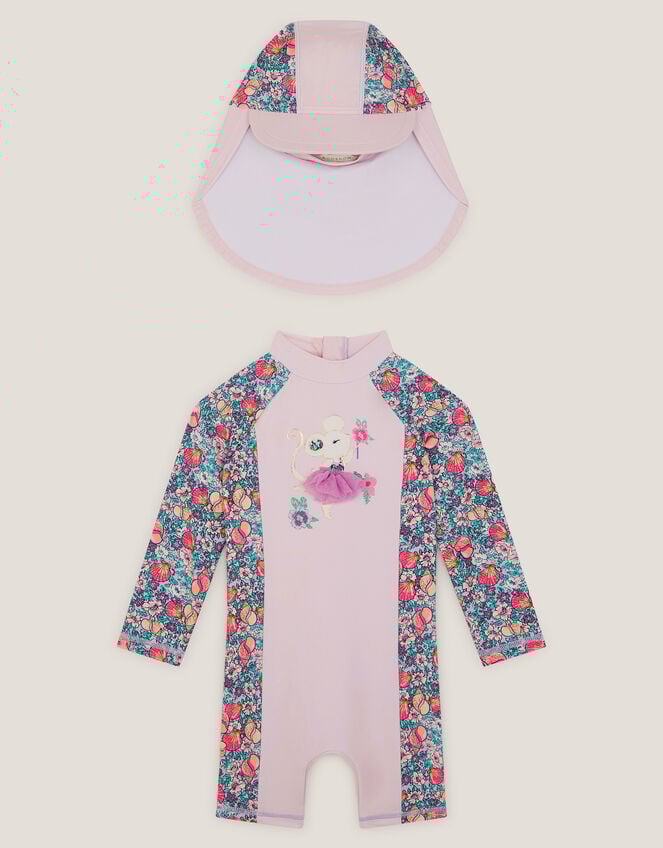 Baby Floral UPF50+ Swimsuit & Sun Hat, Pink (PINK), large