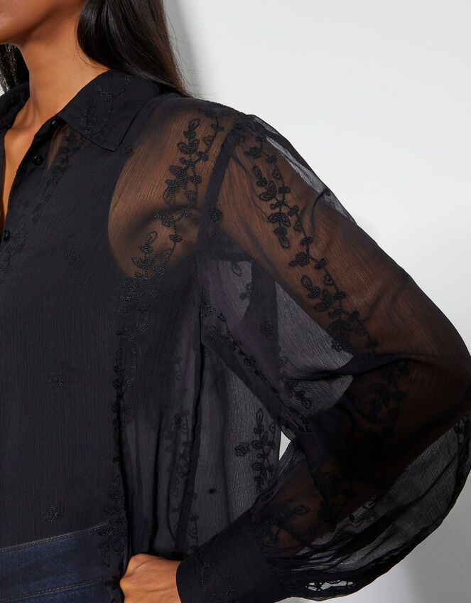 Edie Embroidered Blouse, Black (BLACK), large