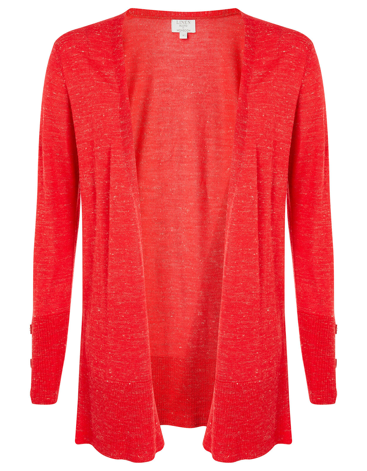 Button Cuff Cardigan in Linen Blend Red