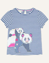 Panda Stripe T-Shirt WWF-UK Collaboration, Blue (NAVY), large