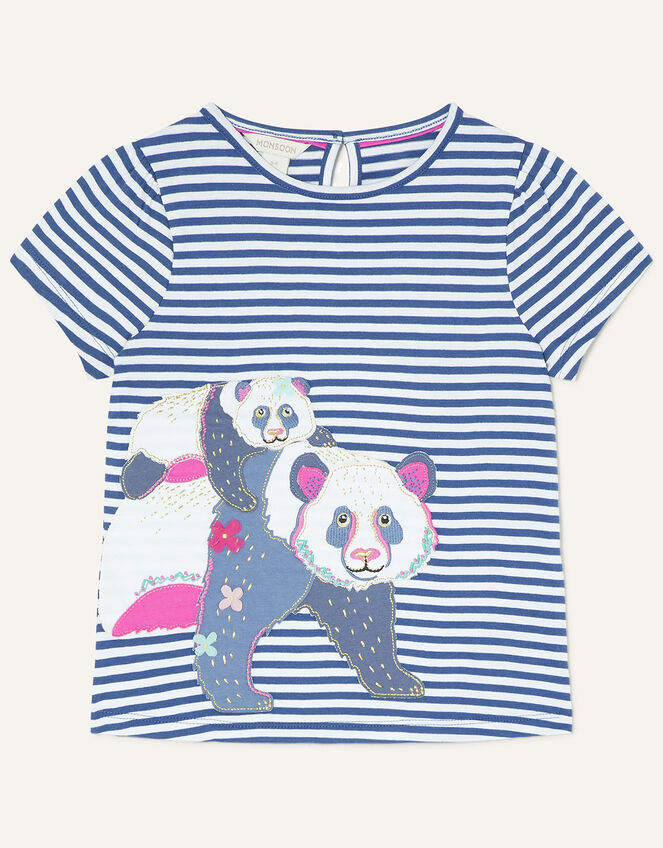 Panda Stripe T-Shirt WWF-UK Collaboration, Blue (NAVY), large