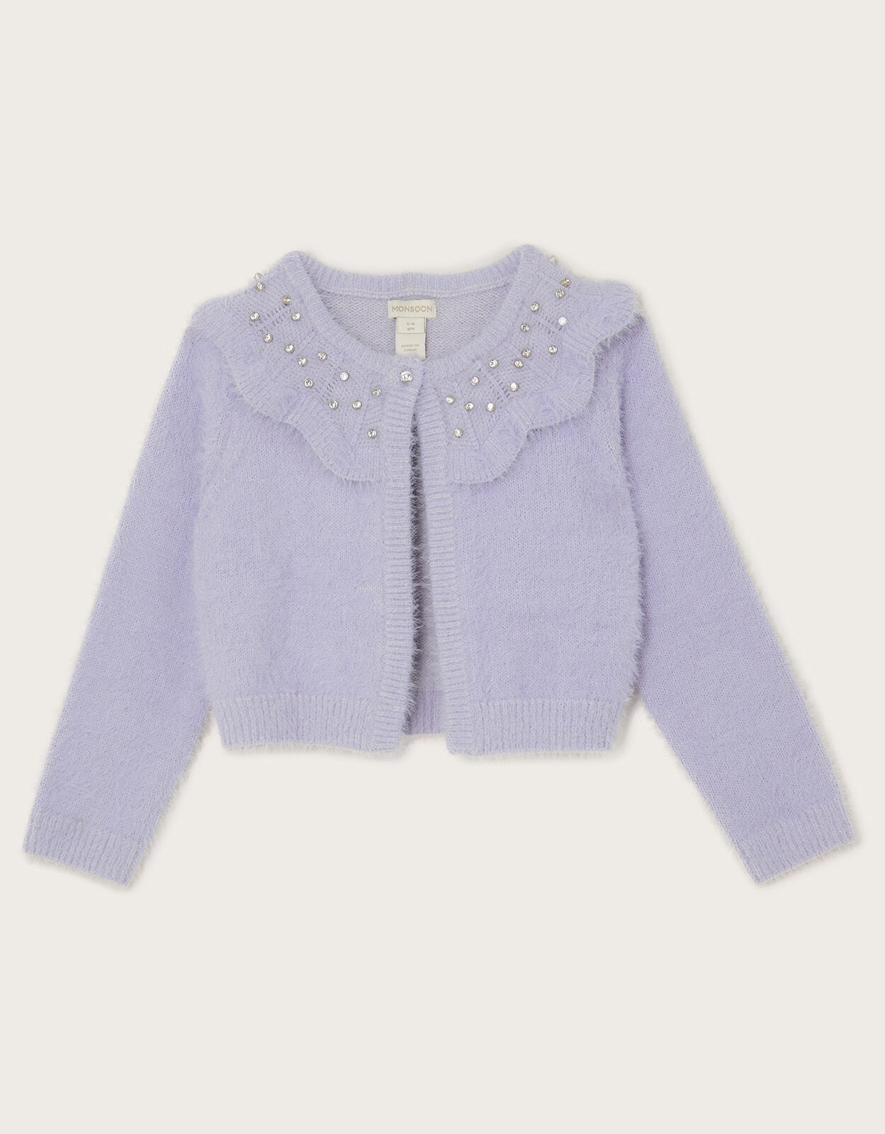 Fluffy Gem Collar Bolero Cardigan Purple