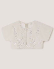 Ellie Embellished Faux Fur Cardigan, Ivory (IVORY), large