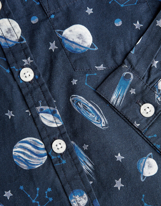 Space Print Shirt , Blue (NAVY), large
