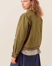 East Bella Embroidered Cotton Twill Jacket, Green (GREEN), large
