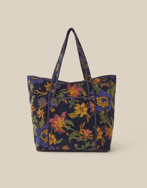 Princella Floral Corduroy Tote Bag, , large