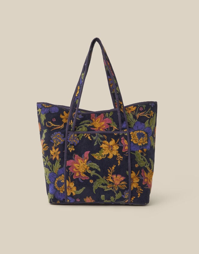 Princella Floral Corduroy Tote Bag, , large