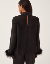 Luella Feather Cuff Top, Black (BLACK), large