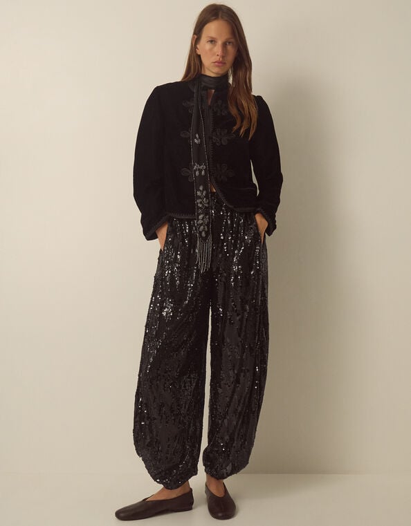 Selah Sequin Balloon Trousers, Black (BLACK), large