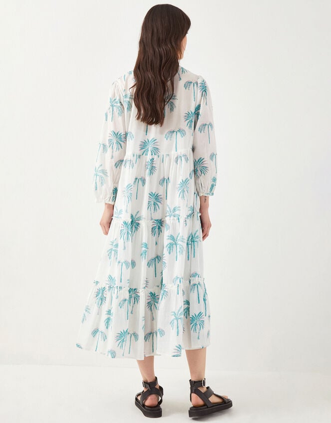 East Pami Palm Print Midi Dress, Ivory (IVORY), large