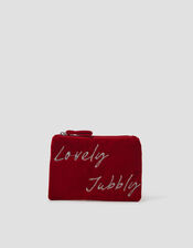 Lovely Jubbly Embroidered Velvet Pouch, , large