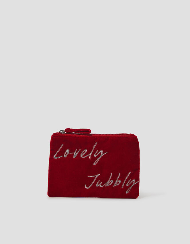 Lovely Jubbly Embroidered Velvet Pouch, , large
