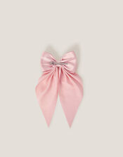 Satin Bow Bridesmaid Hair Clip, Pink (PINK), large