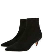 Vixie Ankle Suedette Sock Boots, Black (BLACK), large