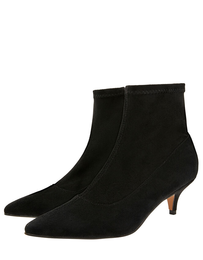 Vixie Ankle Suedette Sock Boots, Black (BLACK), large