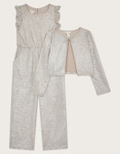 Imogen Shimmer Jacket and Jumpsuit Set, Silver (SILVER), large