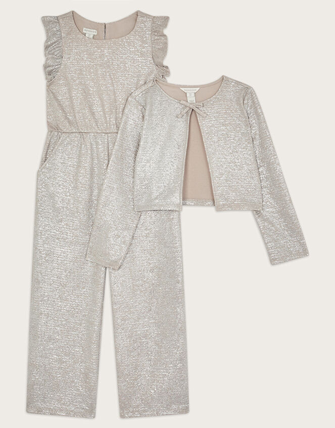 Imogen Shimmer Jacket and Jumpsuit Set, Silver (SILVER), large