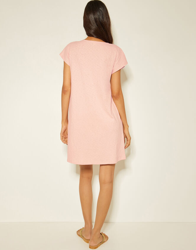 Jodie Tassel Beach Tunic Mini Dress, Pink (PINK), large