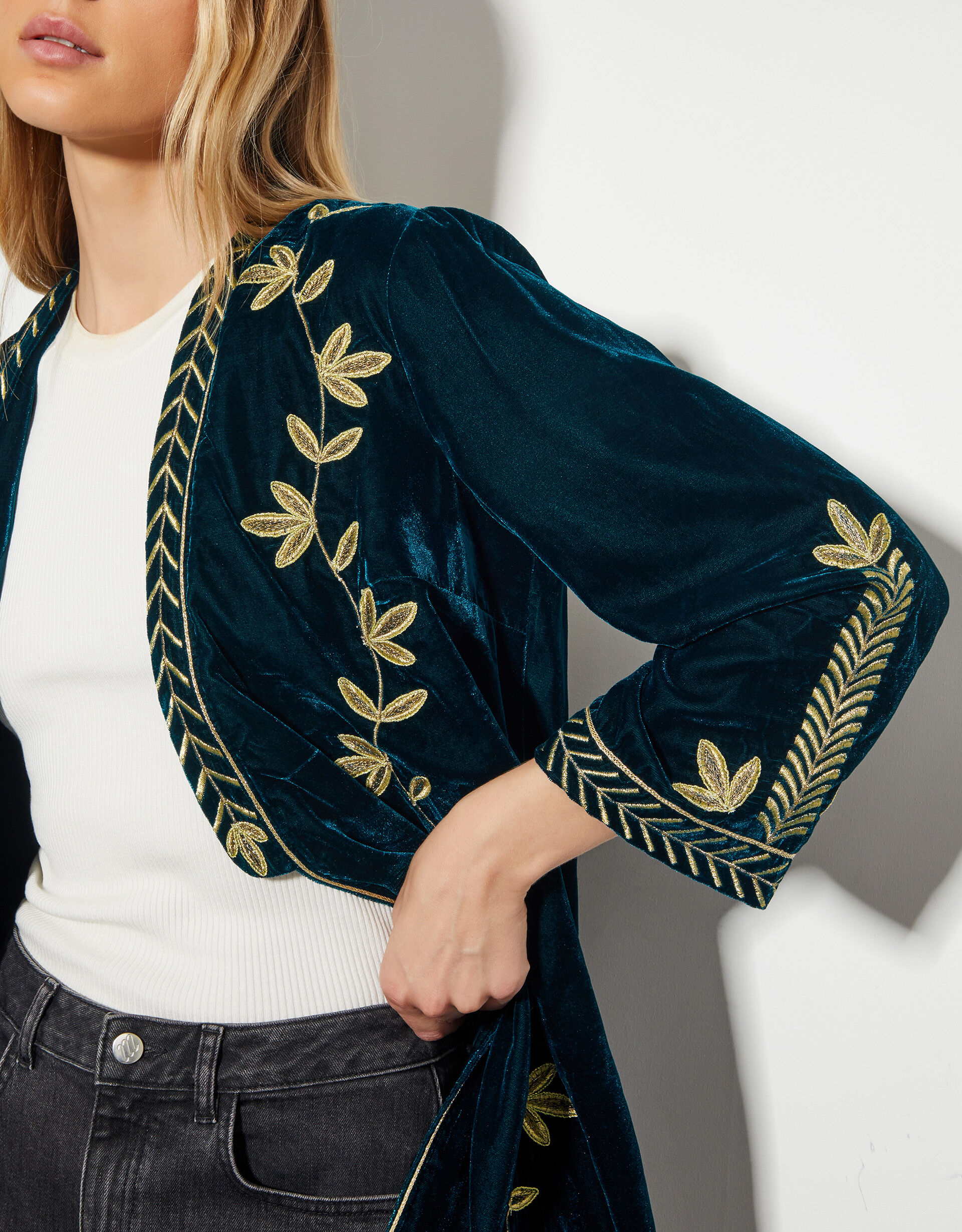 Embroidered velvet jacket womens shop