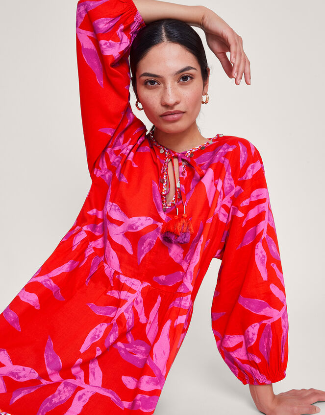 Arissa Palm Print Kaftan, Red (RED), large