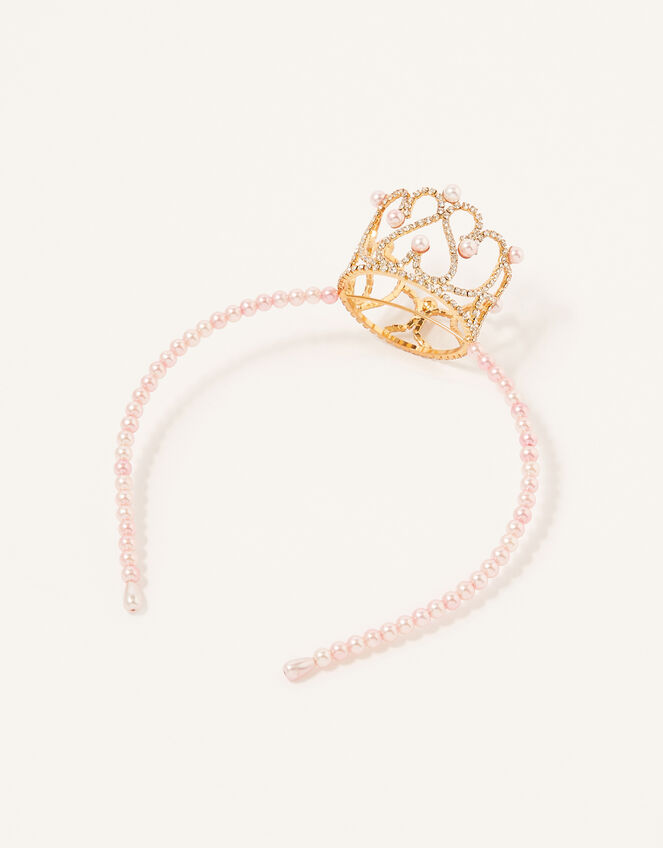Pearl Diamante Crown Headband , , large