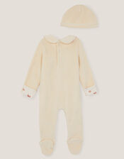 Baby Festive Bear Sleepsuit & Hat, Ivory (IVORY), large