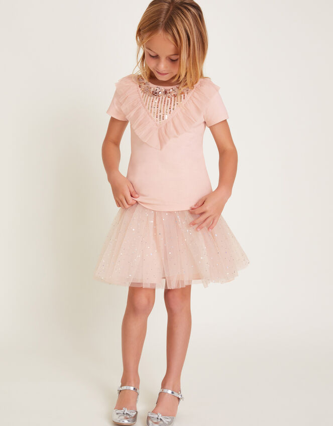 Ruffle Sequin T-Shirt, Pink (PINK), large
