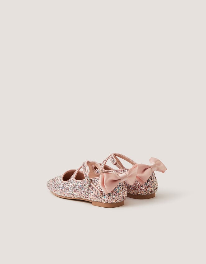 Glitter Bow Mary Jane Ballet Flats, Pink (PINK), large