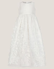 Baby Floral Appliqué Christening Dress, Ivory (IVORY), large