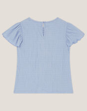 Embellished Floral Appliqu&eacute; Top, Blue (BLUE), large