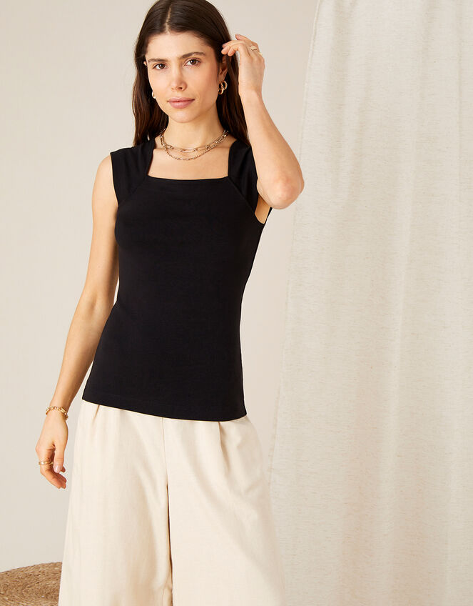 Clara Square Neck Vest, Black (BLACK), large