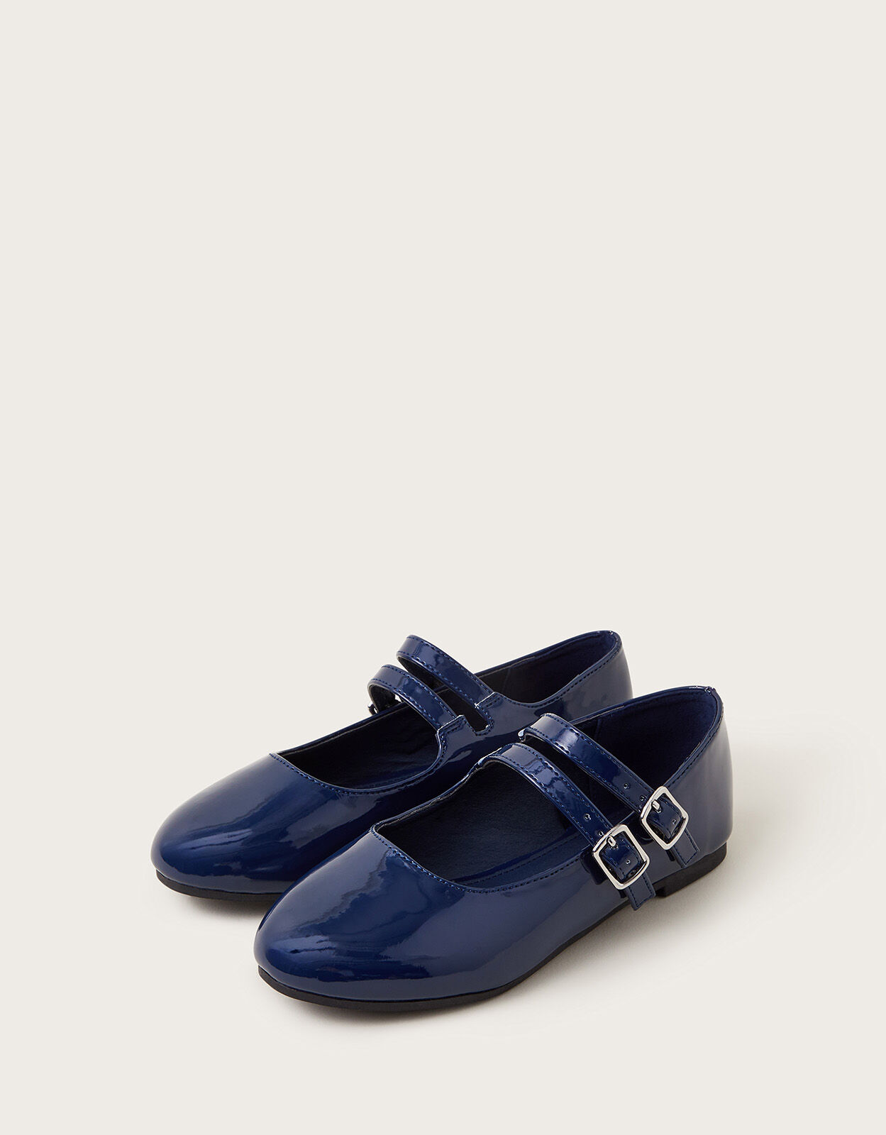 Two Strap Patent Ballet Flats Blue Girls Flat Shoes Monsoon UK