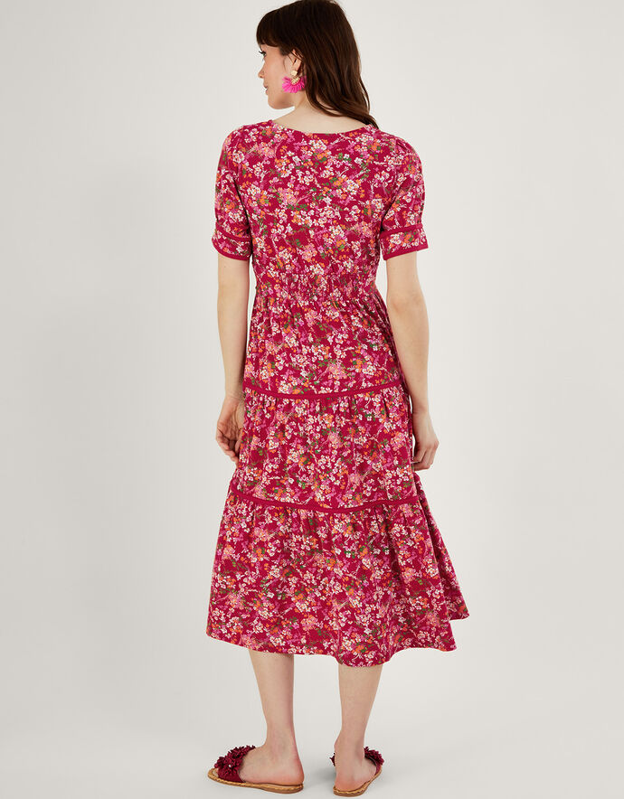 Ditsy Floral Midi Dress Red