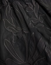 Floral Embroidered Maxi Party Dress, Black (BLACK), large