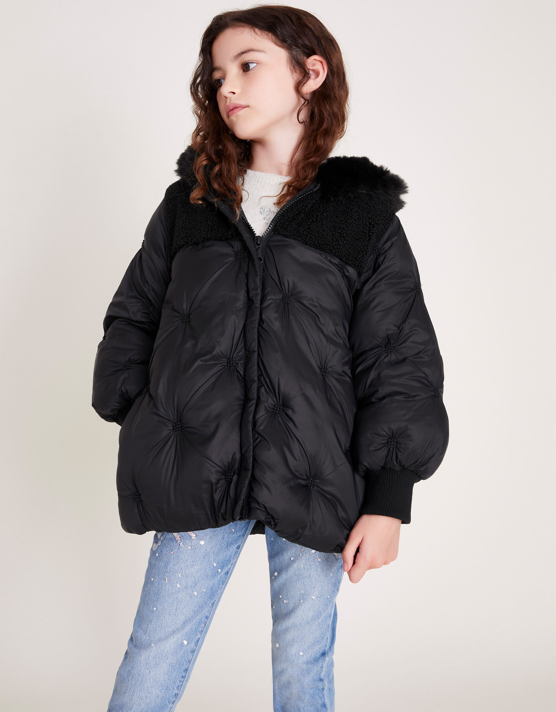 Girls black borg coat discount