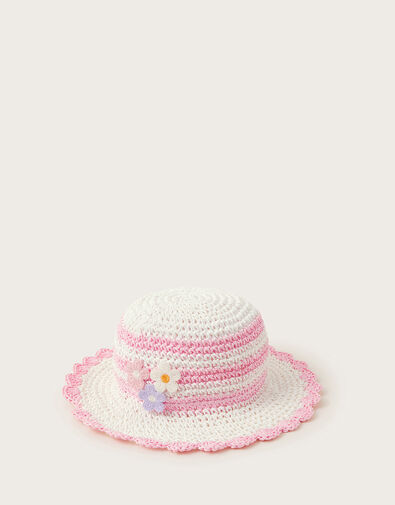 Baby Crochet Flower Hat, Pink (PINK), large