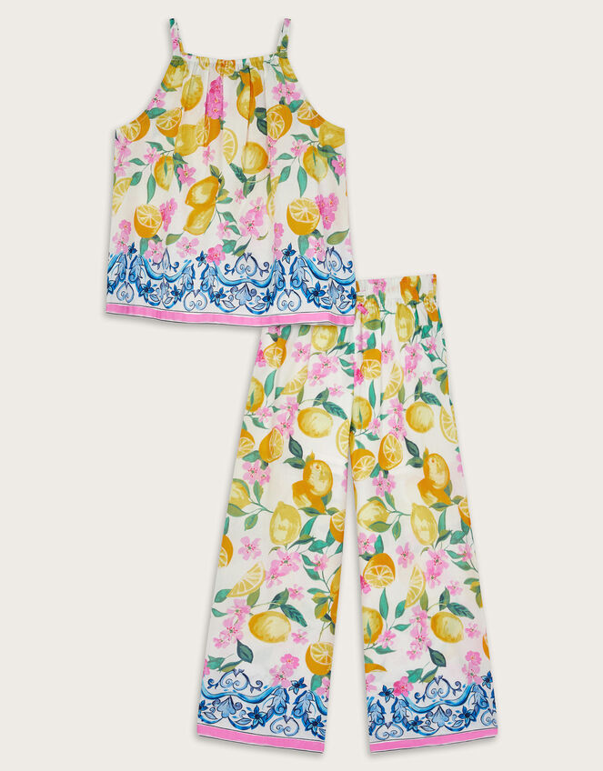 Lemon Print Cami Top and Trousers Set, Yellow (YELLOW), large