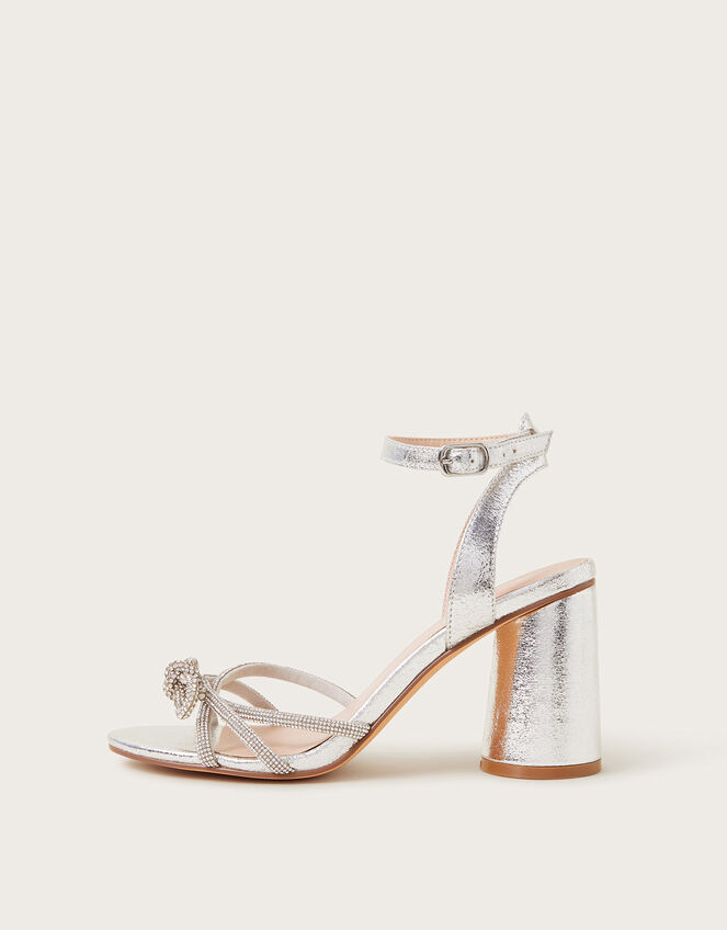 Darla Diamante Bow Heel Sandals, Silver (SILVER), large