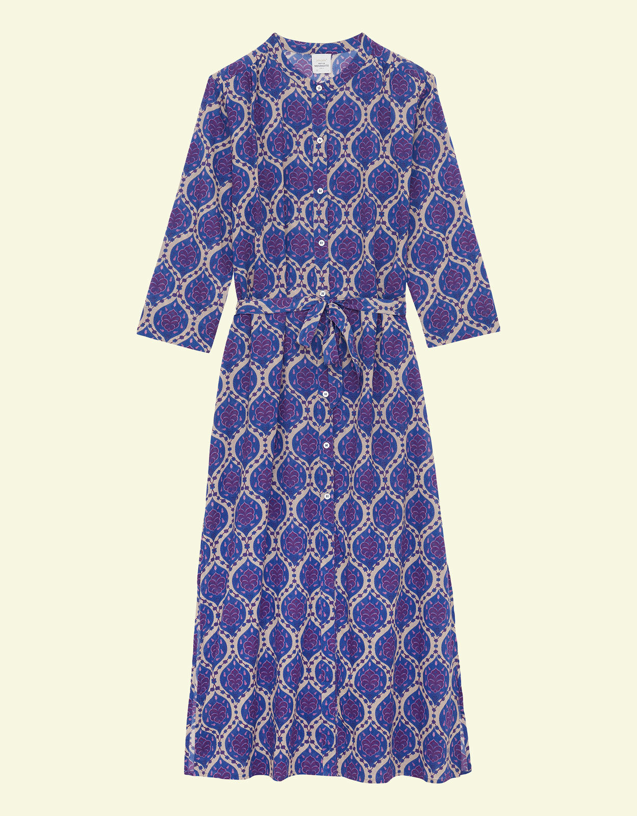 Petite Mendigote Print Tie Dress Blue