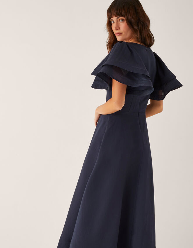 Patricia Ruffle Sleeve Midi Dress, Blue (NAVY), large