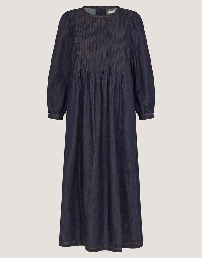 Remy Pintuck Denim Midi Dress, Blue (INDIGO), large
