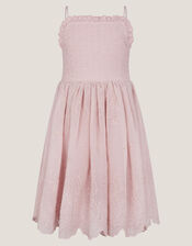Clementine Strappy Broderie Dress, Pink (PINK), large