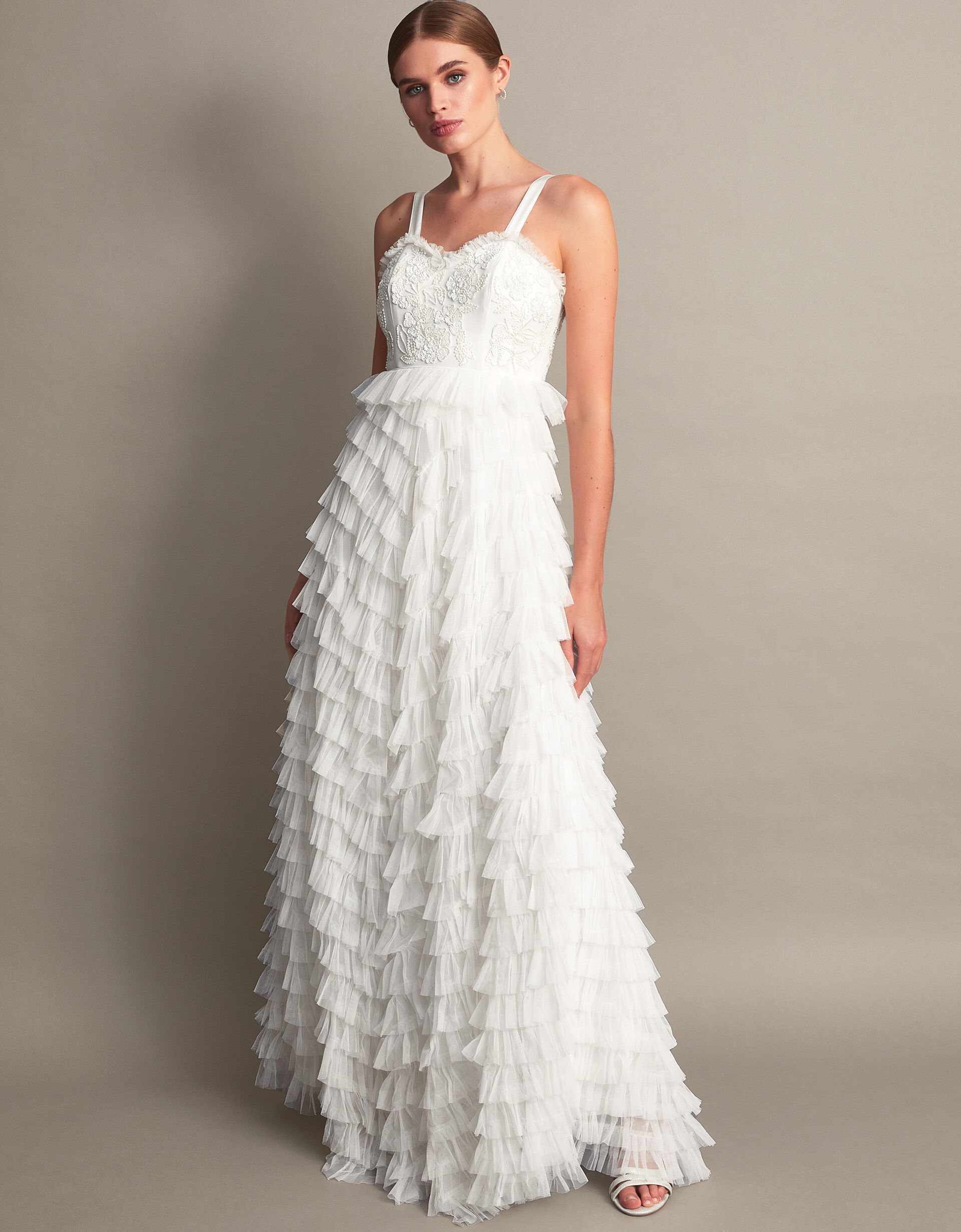 Clematis White Lace Strappy Ruffled Maxi Dress – Club L London - USA