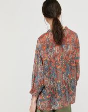 Phoenix Paisley Print Blouse, Orange (ORANGE), large